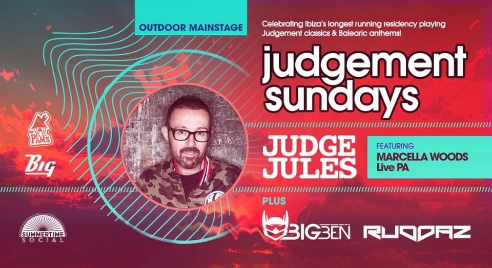 Archival flyer: Judgement Sundays outdoor mainstage with Judge Jules, BIG BEN on line-up