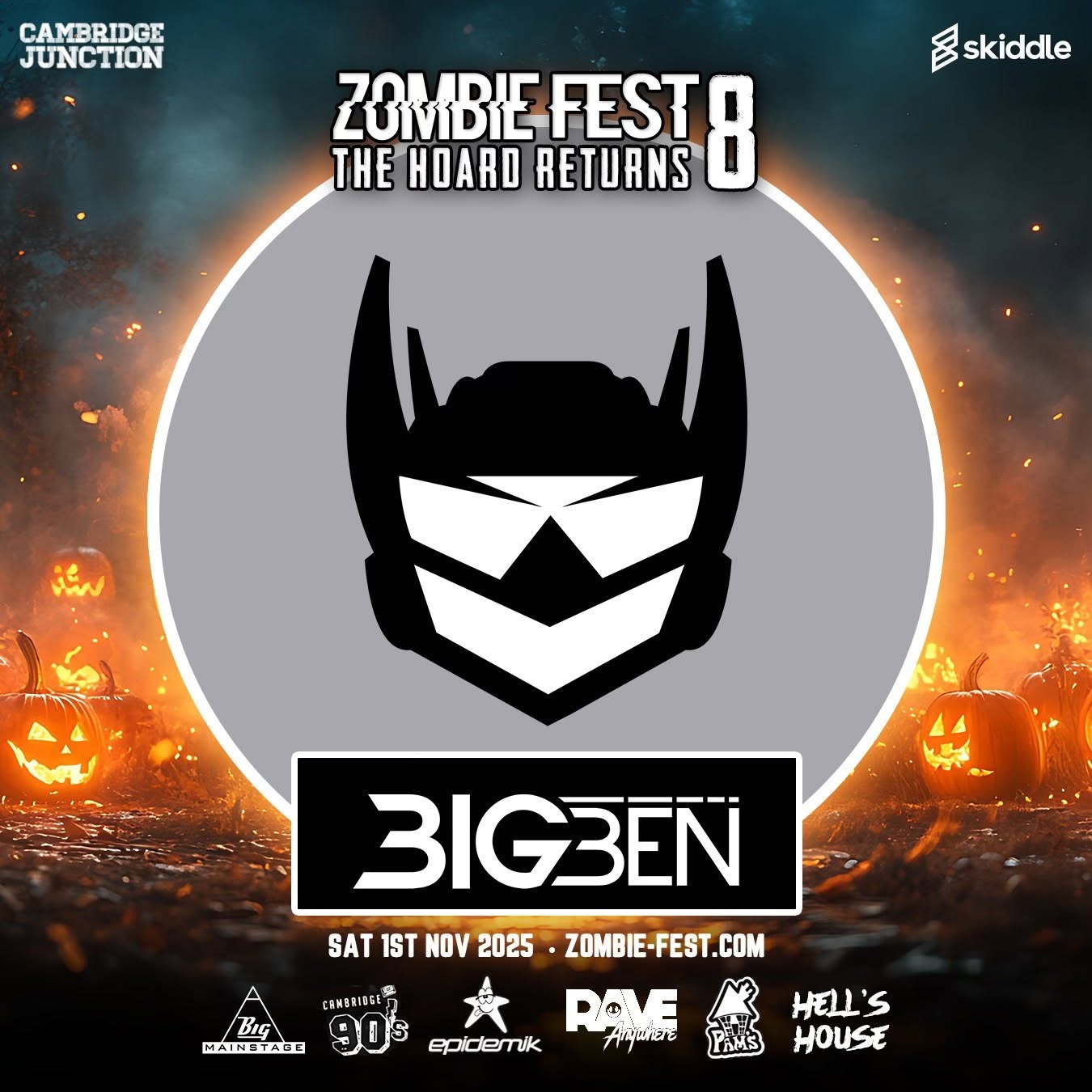 Archival flyer: Zombie Fest 8 — The Hoard Returns at Cambridge Junction, 1 November 2025, BIG BEN